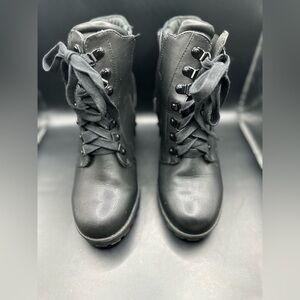 Black Lace-Up Ankle Boots